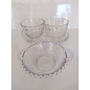 Imperial Glass Candlewick Pattern Cream, Sugar set with Mayo bowl 1960's